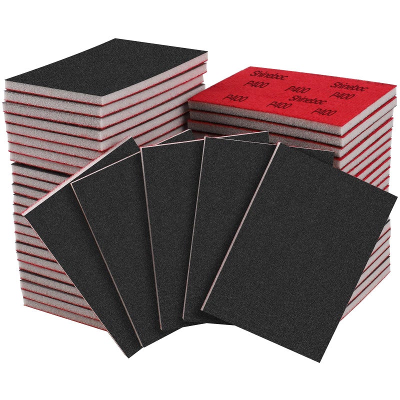 Shineboc 20 Pcs 3 x 4 Inch 400 Grit Sanding Sponge Set, Ultra Fine Sanding Sponges Pads, Soft Foam Hand Sander Block Wet Dry Sandpaper for Model Drywall Metal Wood Furniture Polishing - Image 1